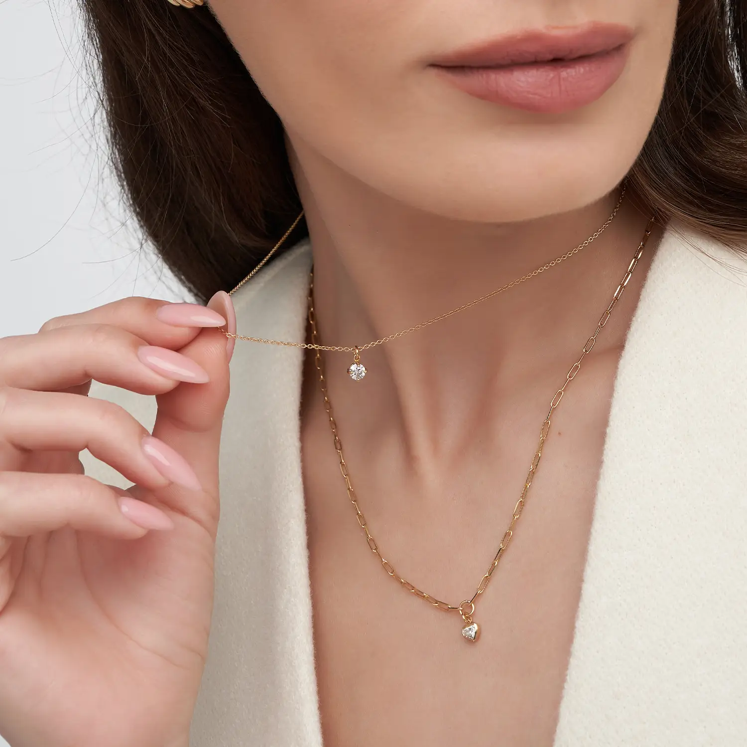Classic 0.3 ct Round Shape Diamond Necklace - Gold Vermeil