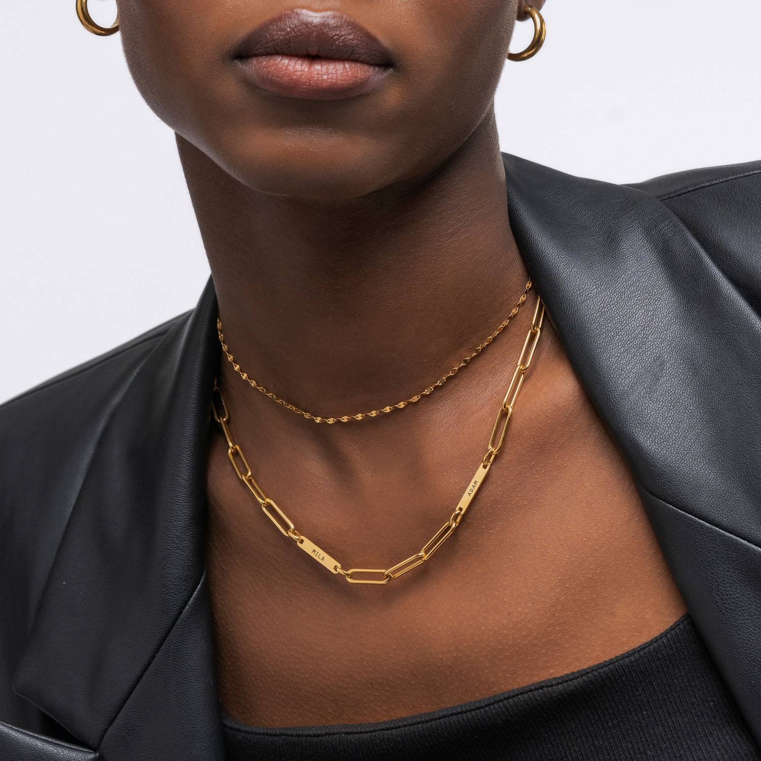 Ivy Name Paperclip Chain Necklace - Gold Vermeil
