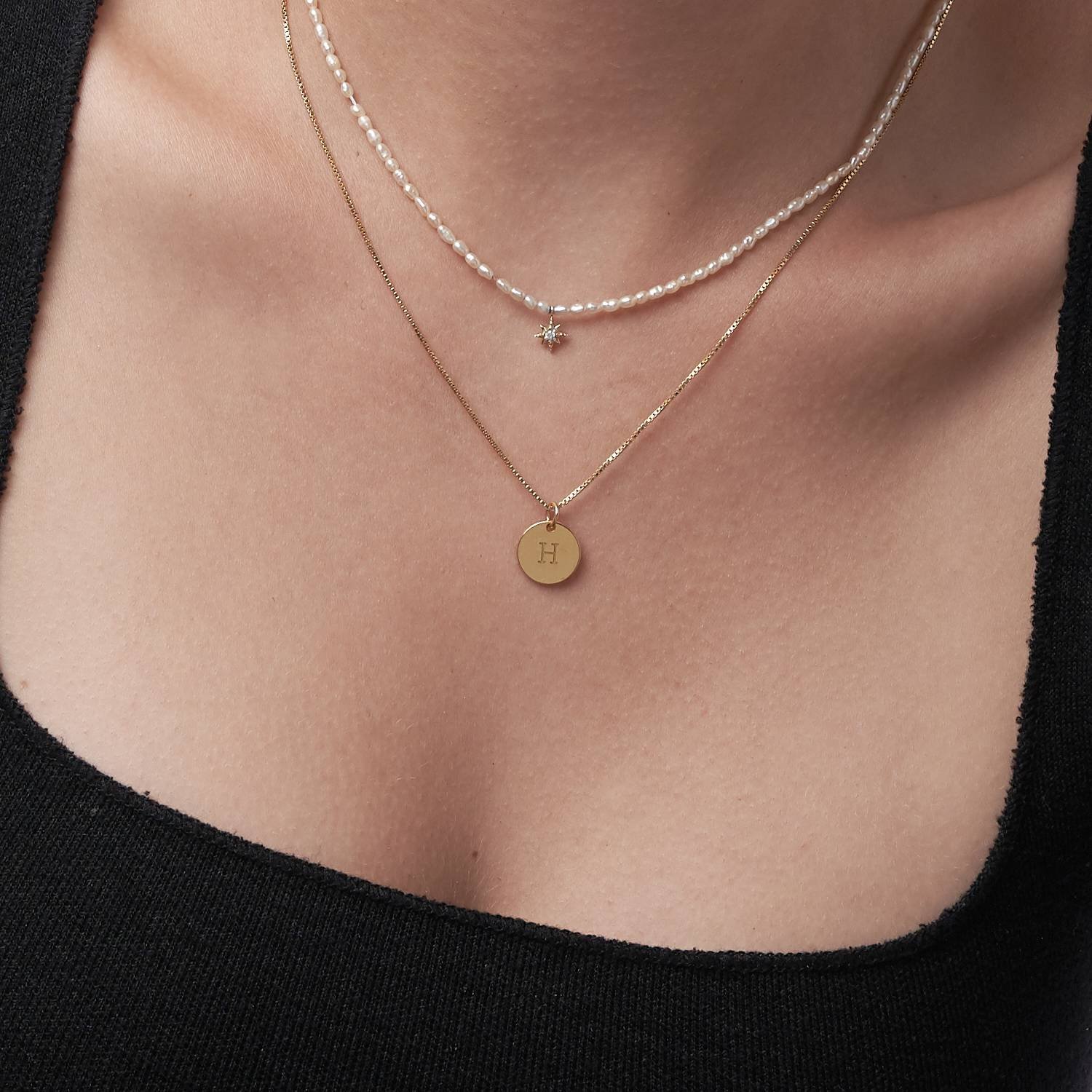 Willow Disc Initial Necklace - Gold Vermeil