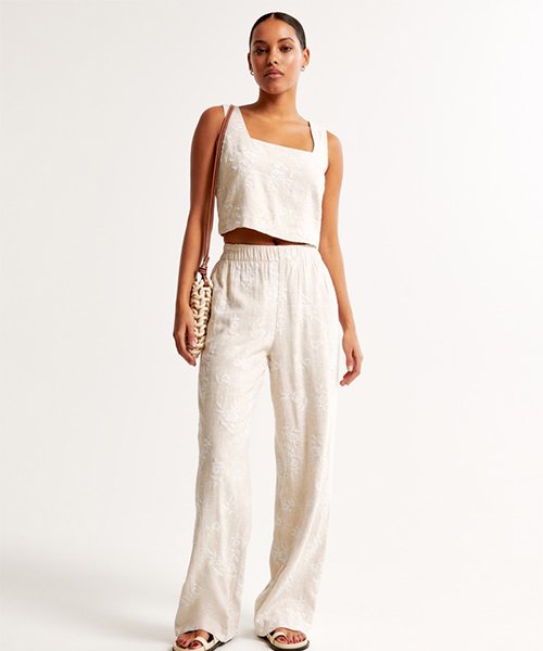 Linen Blend Pull-On Pants