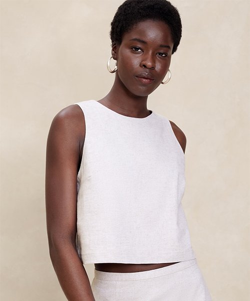 Linen blend crop top