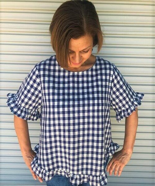 Linen gingham top