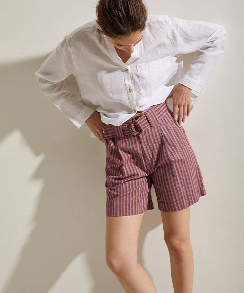 Striped Cotton Shorts